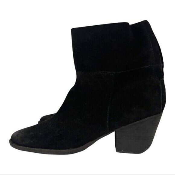 MATISSE SHAMUS 10 Distressed Black Suede Leather Ankle Booties Western Boot Heel - Picture 1 of 12